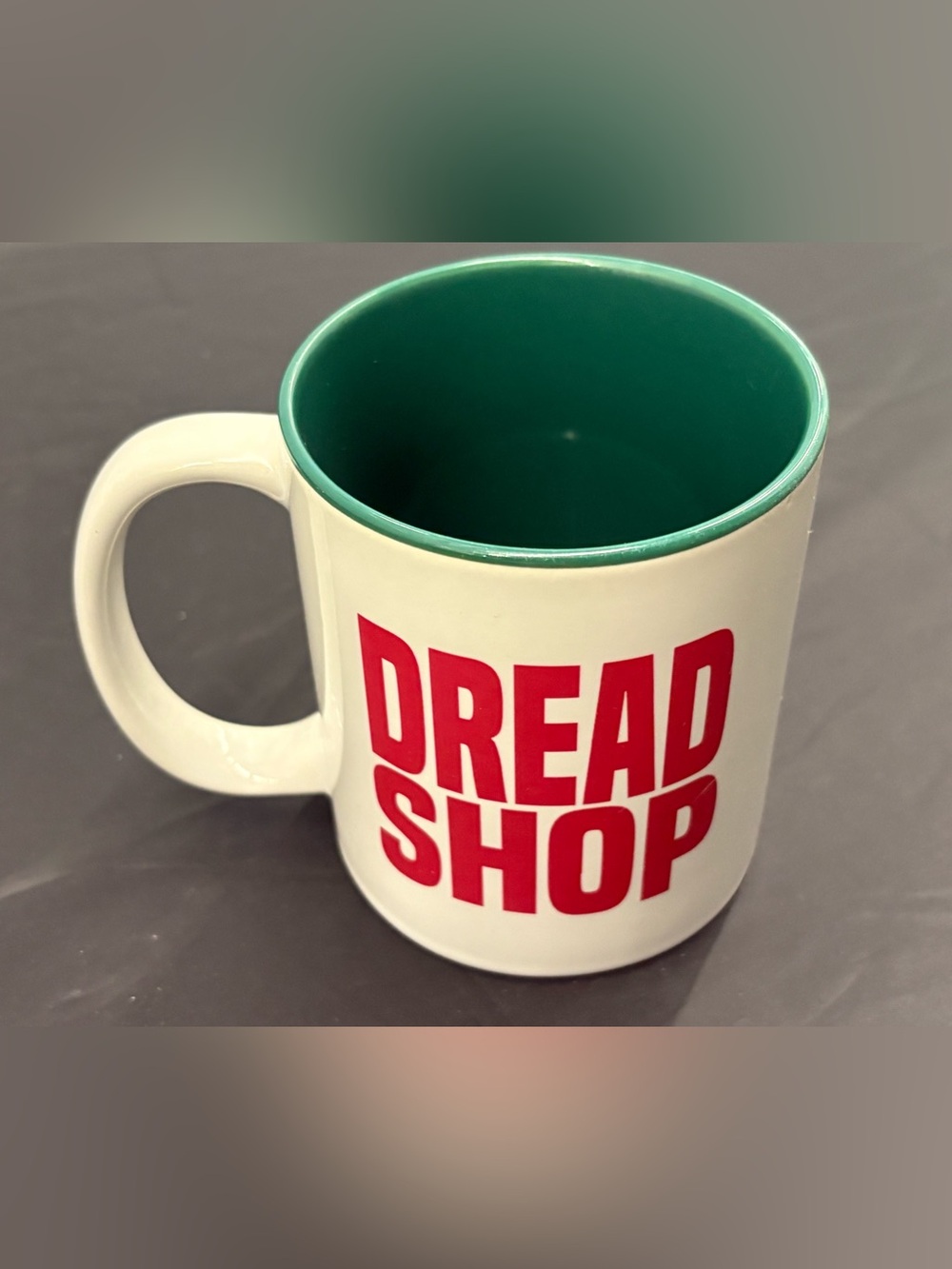 Dread Shop White and Green Ceramic Mug